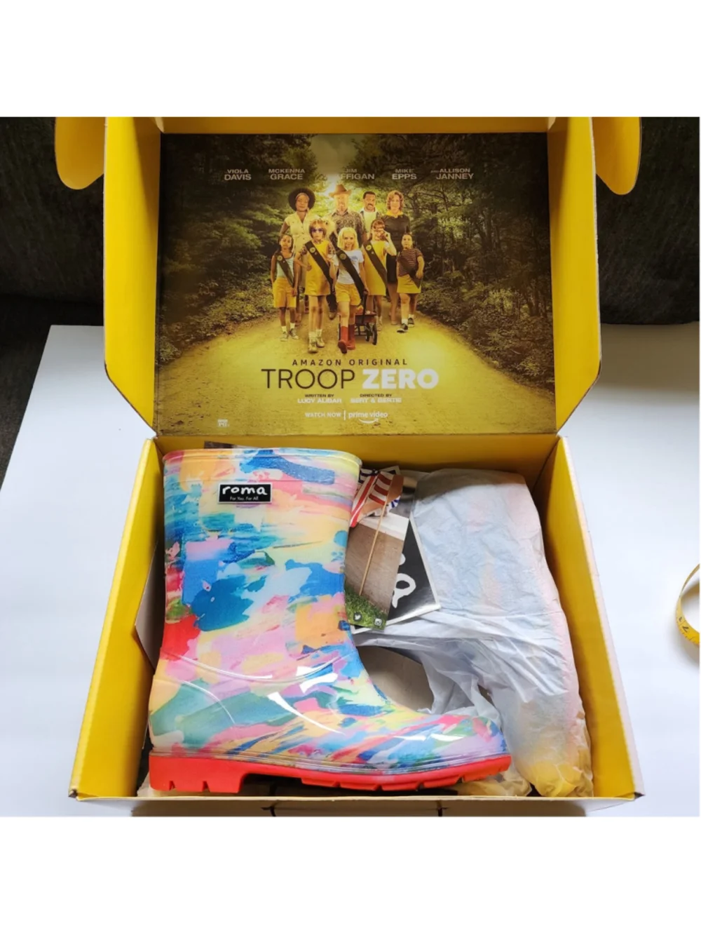 Roma Abel Kids Rain Boots Size 3 US Multicolor Art Print Troop Zero Edition New